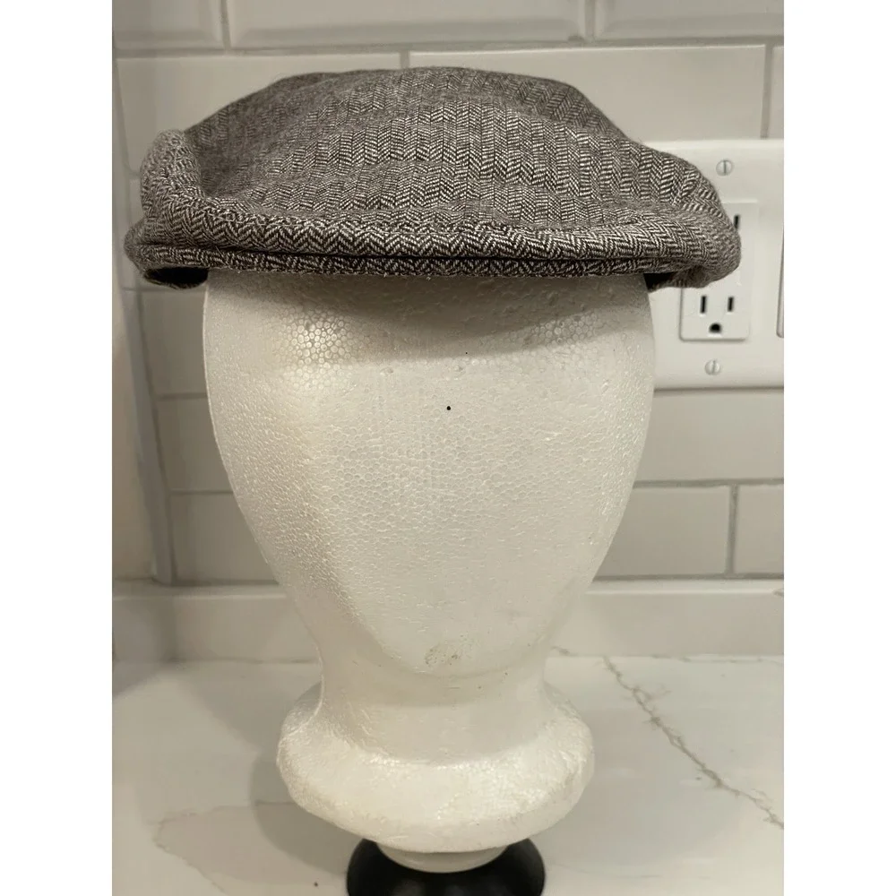 Kangol Newsboy Hat Geez Cap Adult Medium Herringbone Brown White Wool Blend New